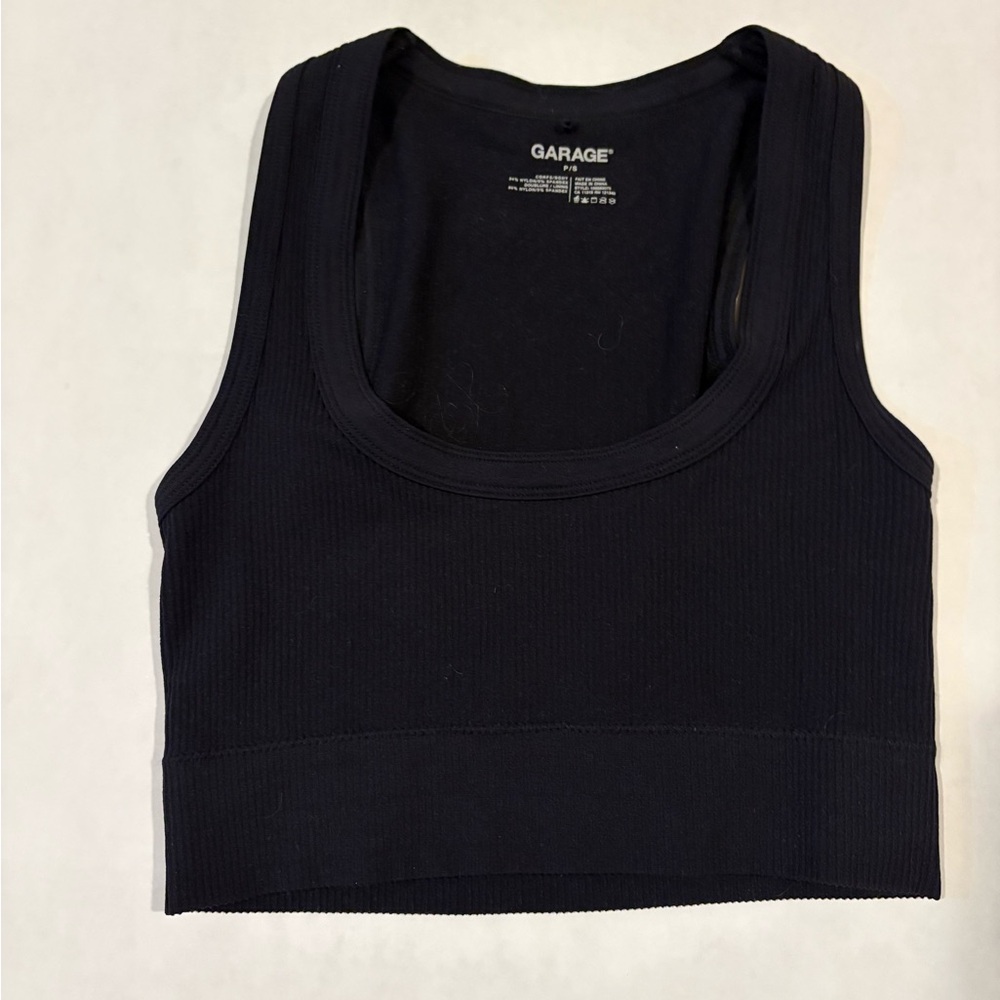 Garage Black Ribbed Tank Top